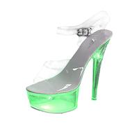 Sandalen Damen Mit Absatz Sommer High Heels Schuhe Sexy Hochhackige Lichtern Für Frauen 15Cm Sandaletten Kleiner Sandalette Dance Plateau Elegante Elegant Pleaser Hochzeit Kleinem Blockabsatz Grün 37