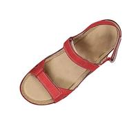 Sandalen Damen Orthopädische Sandaletten aus PU-Leder Sommer Schuhe für Plantar Fasciitis, Komfort Keil Open Toe Ankle Strap Wide Fit Kissen Walk sandalen with Bogenstütze Lässige Outdoorsandals