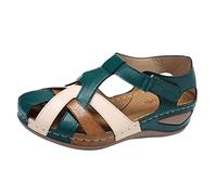 Sandalen Damen Orthopädische Schuhe Leichte, Trekkingsandalen Weiche Sohle, Sandaletten Große Kreuzschnalle, Keilsandalen Runde Zehen, Römersandalen Keilabsatz, Bequeme Sandalen Ausfallschritte