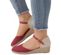 Sandalen Damen Orthopädische Vorne Geschlossen Tanzschuhe Sommerschuhe mit Keilabsatz Trendige Sandalen Verbenas Espadrilles mit Riemchen Wedges Plateau Sandalen Sommer Sandalen Keilsandalen Sandalen