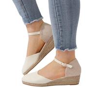 Sandalen Damen Orthopädische Vorne Geschlossen Tanzschuhe Sommerschuhe mit Keilabsatz Trendige Sandalen Verbenas Espadrilles mit Riemchen Wedges Plateau Sandalen Sommer Sandalen Keilsandalen Sandalen