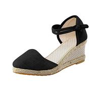 Sandalen Damen Orthopädische Vorne Geschlossen Tanzschuhe Sommerschuhe mit Keilabsatz Trendige Sandalen Verbenas Espadrilles mit Riemchen Wedges Plateau Sandalen Keilsandalen Sommer