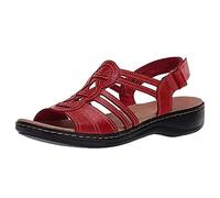Sandalen Damen Sale, Orthopädische Sandaletten Slingback Sandale PU Leder Sandalette mit Verstellbare Klettverschluss Römersandalen Damen Sommer Plateau Slipper Peeptoes Keilabsatz Sommerschuhe