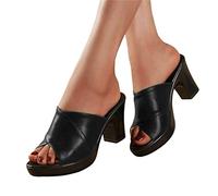 Sandalen Damen, Sandaletten Damen mit Absatz Plateau High Heels Open Toe Sandalen Pumps Slip-Ons Schuhe Sommer Solide Mode Blockabsatz Sandalen Casual Pantoletten Slingpumps Sandals