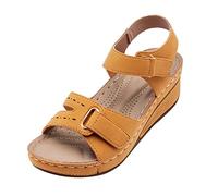 Sandalen Damen Sommer Bequem Lässige Orthopädische Schuhe Breite Füße Pantoletten Damen Offene Keilabsatz Zipper Hausschuhe Elegant Sandals Leichte Strand Sommerschuhe (Yellow #2, 40)