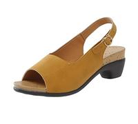 Sandalen Damen Sommer Bequem Orthopädische Schuhe Breite Füße Pantoletten Damen mit Schnalle Blockabsatz Offene Hausschuhe Elegant Slingback Sandals Leichte Strand Sommerschuhe (Yellow, 40)