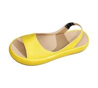 Sandalen Damen Sommer Bequem Plateau Orthopädische Schuhe Breite Füße Pantoletten Damen mit Elastische Knöchelriemen Flach Hausschuhe Elegant Sandals Strand Leichte Sommerschuhe (Yellow, 39)