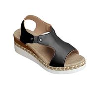 Sandalen Damen Sommer Elegant Sandals Strand Schuhe Side Hollow Stretch Flache Rom Sandale Sandaletten Bequem Größe 44 Orthopädische Outdoor Wandern 43 Breite Füße Sommerschuhe Trekking Für Schwarz