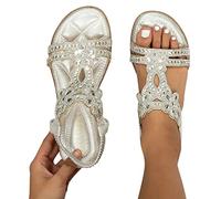 Sandalen Damen Sommer Flach Blockabsatz Bohemian Zehentrenner Pantoletten Pumps Freizeit Bequeme Schlappen Sandalette Badesandalen Badeschuhe Badelatschen