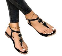 Sandalen Damen Sommer Flach Zehentrenner Sandalen Strandschuhe Sommerschuhe Elegant Bequem Römersandalen Vintage Sandalen mit Schnalle