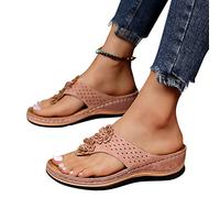 Sandalen Damen Sommer Flip Flops Flach Zehentrenner Damen Sandalen Frauen Bohemian Damen Zehentrenner Leder Sommer Sandalen mit Keilabsatz Beach Freizeit Flip Flops