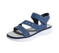 Sandalen Damen Sommer Hausschuhe Elegant Casual Strandsandalen Bequeme Slip-On Sandalen Damen Sommer Bequeme Orthopädische Klassische Atmungsaktive Offene Spitze Sandaletten Poolschuhe, blau, 38 EU