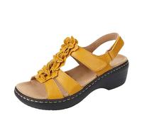 Sandalen Damen Sommer Original, Sandaletten Lässige Modische, Keilsandalen Leichte Bequeme, Neue Sandalen Hohlen Keilabsatz Blume Bequeme Sandalen,Günstig Römersandalen Elegante Und Schicke