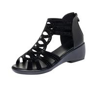 Sandalen Damen Sommer , Plateau Sandalen Damen Sportsandalen Damensandalen Latschen Slipper Bequeme Treckingsandalen Schlappen Breite Füße Keilsandaletten Sandaletten Barfussschuhe 2#schwarz 37