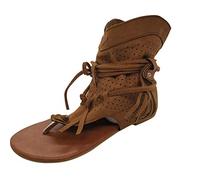 Sandalen Damen Sommer,Sandaletten Damen Flache Schuhe mit Fransen Sandalen Zehentrenner Römersandalen Clip Toe Quaste Retro Damenschuhe Frauen Casual Peep Toe Römische Sandale Outdoorschuhe