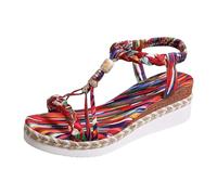 Sandalen Damen Sommer Sommerschuhe Damen Sandalen Elegant Keilsandalen Pantoletten Mit Absatz Schuhe Beige Sandaletten Keilabsatz Dunkelblau Rote Plateau Keil Schwarz Verstellbar Weiß 42 Chunky