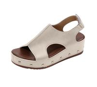 Sandalen Damen Sommer - Sommerschuhe Damen Sportsandalen Keilabsatz Boho Sandaletten Wandersandalen Schlappen Latschen Mit Wechselfußbett Breite Füße Keilsandaletten Treckingsandalen Slipper Weiß 41