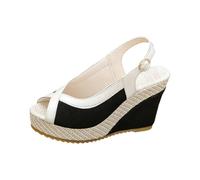 Sandalen Damen Weiches Fussbett Leichte Sommerschuhe Damen Luftig Sandaletten Schwarz Europäische Mit Plateau Sohle Absatz Geflochtenem Muster Zehenverschluss Übergrößen Sommer Bequem