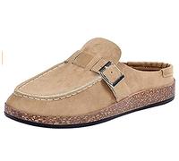 Sandalen Damen Wildleder Slip Auf Sandalen Loafer Flach Geschlossene Zehen Runde Zehen Rückenlos Gehen Bequeme Hausschuhe Schuhe,4,41 EU