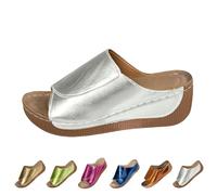 Sandalen für Damen, mit Fußgewölbeunterstützung, breite Passform, orthopädische Wanderschuhe, Ballenzeh-Korrektur, Diabetes-Sandalen, Schlupfschuhe, Leder, Slipper, Sommer, bequeme Pantoletten, Strand