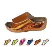 Sandalen für Damen, mit Fußgewölbeunterstützung, breite Passform, orthopädische Wanderschuhe, Ballenzeh-Korrektur, Diabetes-Sandalen, Schlupfschuhe, Leder, Slipper, Sommer, bequeme Pantoletten, Strand