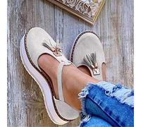 Sandalen für Damen, Sommer, bequem, Ausschnitt, Klettverschluss, sportliche Keilsandalen, Knöchelriemen, Flache Flip-Flops, Slipper, Schuhe, weicher Boden, Plateausandalen, Weiß, 41