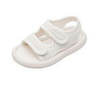 Sandalen für Mädchen und Kinder, Memory-Schaum, breite Sandalen, offener Zehenbereich, flach, weich, Sommerschuhe, lässig, leicht, bequem, weich, zum Reinschlüpfen, trendig, weiß, Baby-Sandalen für