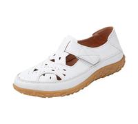 Sandalen Geschlossen Damen Trekkingsandalen Orthopädische - Wandersandalen Outdoor Sommer Wanderschuhe Für Sport Strand Breite Füße Atmungsaktiv Sportsandalen Ledersandalen (Weiß,44)