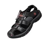 Sandalen Herren Leder Trekkingsandalen Outdoorschuhe Sommer Sport Freizeitschuhe Wanderschuhe Männer Sport-Outdoor Wasser Fischer Atmungsaktive Sandale Größe 38-48, Schwarz, 43 EU