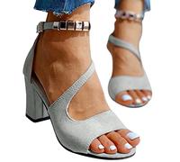 Sandalen High Heels Blockabsatz Damen Elegant Peep-Toe Braut Party Schuhe Absatzschuhe Damen Sandalen mit Absatz Pumps Blockabsatz Schuhe Schwarz