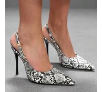 Sandalen mit geprägtem spitzem Rücken und dünnem Absatz, Retro Pendler verstellbare Schnalle High Heel Schuhe