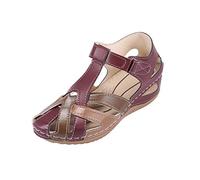 Sandalen mit geschlossenem Zehenbereich für Damen, elegant, orthopädisch, breite Passform, Ledersandalen mit Fußgewölbeunterstützung, Sommer, leicht, ausgehöhlt, Wanderschuhe, lässig, zum