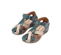 Sandalen mit geschlossenem Zehenbereich für Damen, elegant, orthopädisch, breite Passform, Ledersandalen mit Fußgewölbeunterstützung, Sommer, leicht, ausgehöhlt, Wanderschuhe, lässig, zum