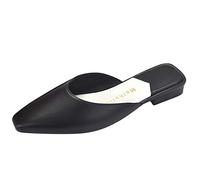 Sandalen Mode Frauen Half Slipper Slip-On Low Heels Square Toe Party Schuhe (38,Schwarz)