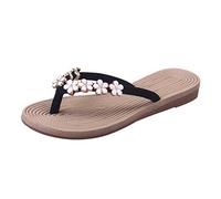 Sandalen Pantoffel Frauen Mode einfarbig Blume Flip Flops Strandschuhe (39,Schwarz)
