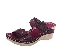Sandalen Sommer Peeptoe Plateau Bohemian Pantoletten Damen Damen Blumen Riemchen Lässig Sandalen Damen Sommer Sandalen Keilsandalen Bequeme