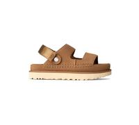 UGG Australia Goldenstar Slide Damen nachhaltige Echtleder-Schuhe mit EVA-Sohle Plateau-Sandale Sandalette mit Klettverschluss 1167399 Braun 40
