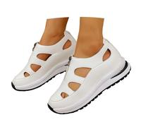 sandalen vorne geschlossen damen weiß, Sandalen Vorne Geschlossen Damen Orthopädische Plateau Trekkingsandalen mit Keilabsatz Waschbare Sommerschuhe Keilsandalen Bequeme Wandersandale, Weiß, 38