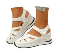 sandalen vorne geschlossen damen weiß, Sandalen Vorne Geschlossen Damen Orthopädische Plateau Trekkingsandalen mit Keilabsatz Waschbare Sommerschuhe Keilsandalen Bequeme Wandersandale, Weiß, 39