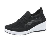 Sandalen Weite h Damen Slip on Sneakers Damen Orthopädische Schuhe Elegant rutschfeste Walkingschuhe Atmungsaktive Breite Füße Laufschuhe Hallux Valgus Freizeitschuhe Ladies Flat Shoes Schwarz 35