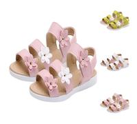 Sandales Mädchen Sandalen Sommer Leder Blumen Modische Perlenblumen-Prinzessin-Sandalen Prinzessin Schuhe Kleinkind Sommerschuhe Leder Sandaletten Leicht Mädchenschuhe Slide
