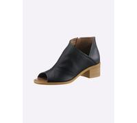 Sandalette ANDREA CONTI Gr. 38, schwarz, Damen, Leder, Glattleder, Schuhe Sommerboots Peeptoe Ankleboots (28658155-38) schwarz