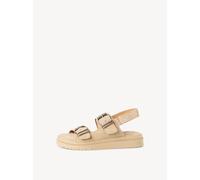 Tamaris Damen Sandalette mit Keilabsatz, beige, 37 EU