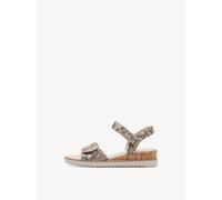 Keilsandalette TAMARIS, Damen, Gr. 38, beige snake, Textil, Reptilienprägung, Schuhe, Riemchensandale, Sommerschuh in veganer Verarbeitung (75985907-38) beige snake