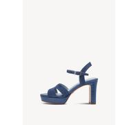 High-Heel-Sandalette TAMARIS, Damen, Gr. 36, blau, Ziegenveloursleder, aufgeraut, unifarben, Schuhe, Blockabsatz, Sommerschuh, Abendschuh, mit ANTIshokk-Absatz (14305827-36) blau