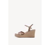 Keilsandalette TAMARIS, Damen, Gr. 38, braun snake, Textil, Reptilienprägung, Schuhe, Plateau, Sommerschuh mit modischem Juterahmen (44307368-38) braun snake