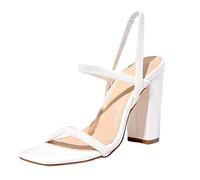 Sandalette Damen Dicke Schuhe Absätze Frauen Sandalen Hochwertige Für Sommer Mit Absatz Halbschuhe Stiletto High Heels Sandaletten Hochzeitsschuhe Hohe Elegant Sommerschuhe Und Bequem Elegante Weiß