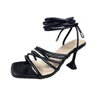 Sandalette Damen High Heels Solid Fashion Heel Wineglass Color Lederriemen Sandalen Damensandalen Stöckelschuhe Schuhe Absatz Elegant Mit Sandaletten Sommer Für Offene Elegante Sommerschuhe Schwarz