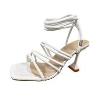 Sandalette Damen High Heels Solid Fashion Heel Wineglass Color Lederriemen Sandalen Damensandalen Stöckelschuhe Schuhe Absatz Elegant Mit Sandaletten Sommer Für Offene Elegante Sommerschuhe Weiß 39