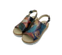 Sandalette DOGO "Gigi Sandale Blooming Dog Damen Sandalen", Damen, Gr. 39, Normalschaft, blau, Lederimitat, Schuhe Sandalette, Handgefertigt (10613814-39) blau